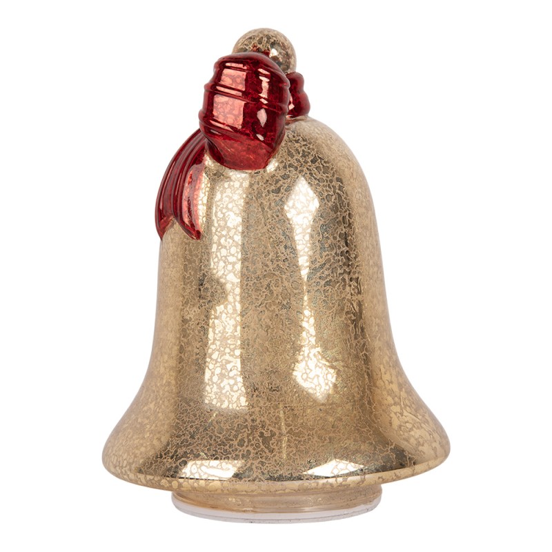 Clayre & Eef Christmas Decoration with LED Lighting Bell Ø 15x21 cm Gold colored Glass