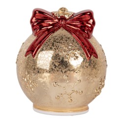 Clayre & Eef Kerstdecoratie met LED-verlichting Kerstbal Ø 15x16 cm Goudkleurig Glas