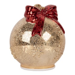 Clayre & Eef Kerstdecoratie met LED-verlichting Kerstbal Ø 15x16 cm Goudkleurig Glas
