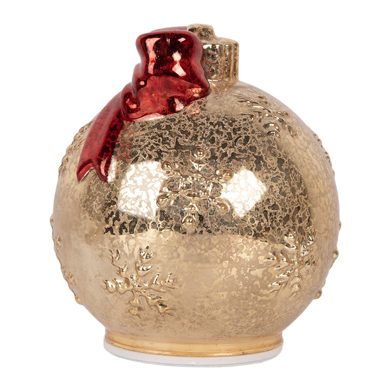 Clayre & Eef Kerstdecoratie met LED-verlichting Kerstbal Ø 15x16 cm Goudkleurig Glas