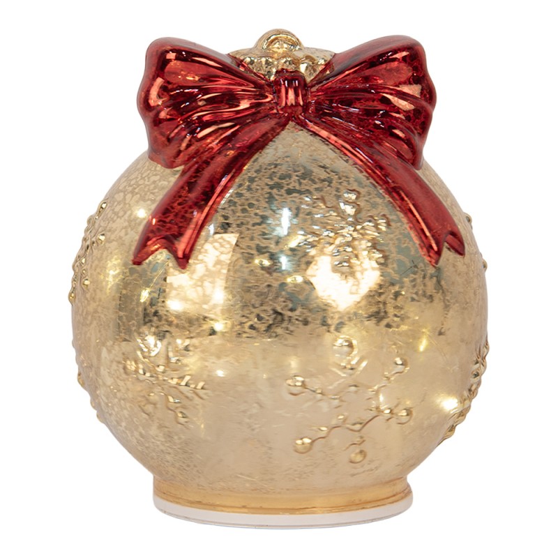 Clayre & Eef Kerstdecoratie met LED-verlichting Kerstbal Ø 15x16 cm Goudkleurig Glas