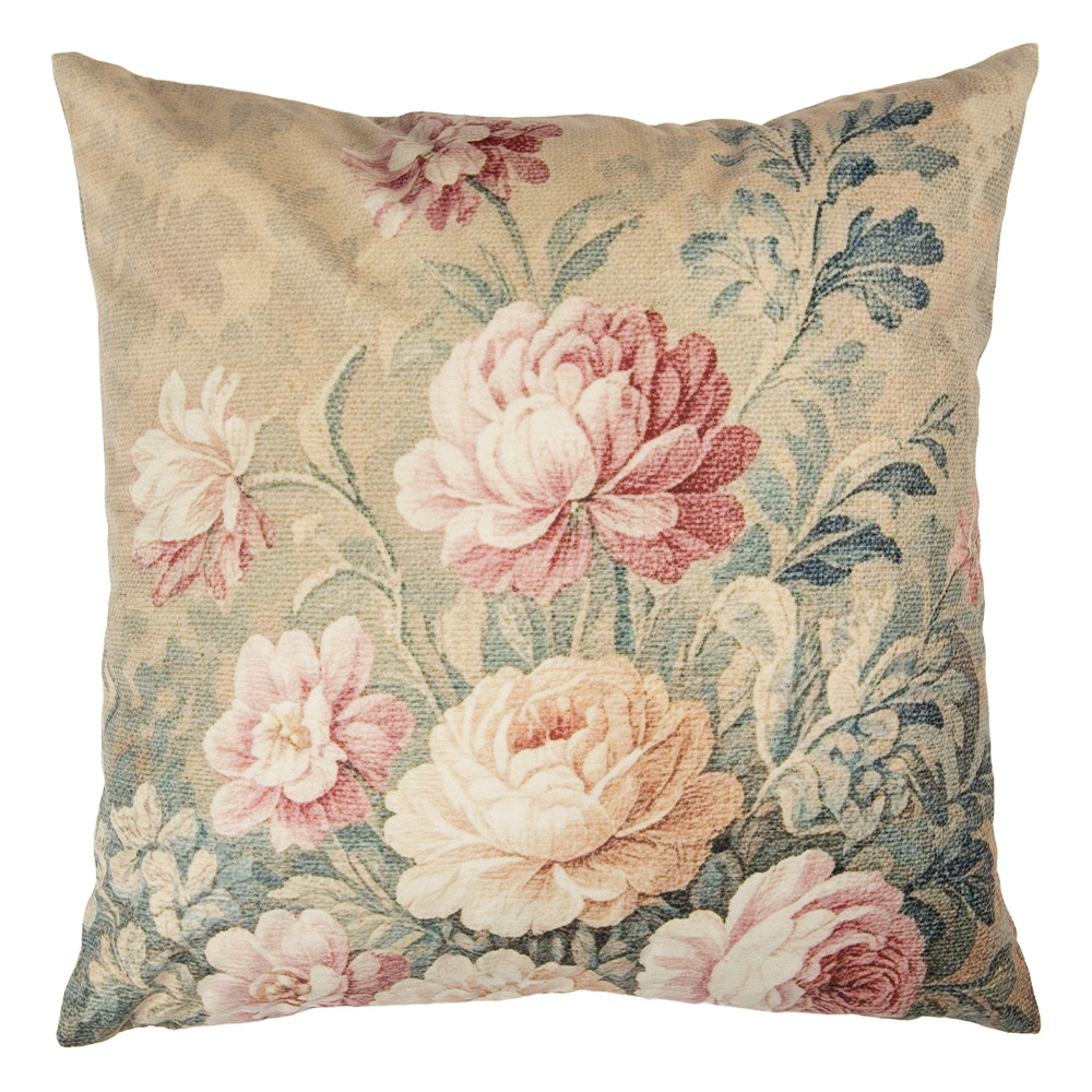 Clayre & Eef Sierkussen Beige Synthetisch Bloemen