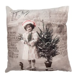 Clayre & Eef Sierkussen 45x45 cm Beige Polyester Kerst