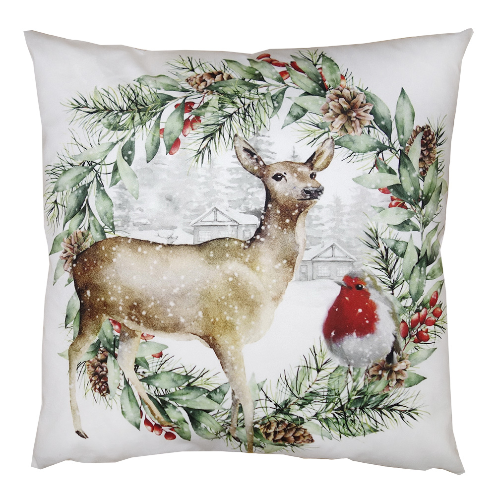 Clayre & Eef Sierkussen 45x45 cm Beige Polyester Kerst