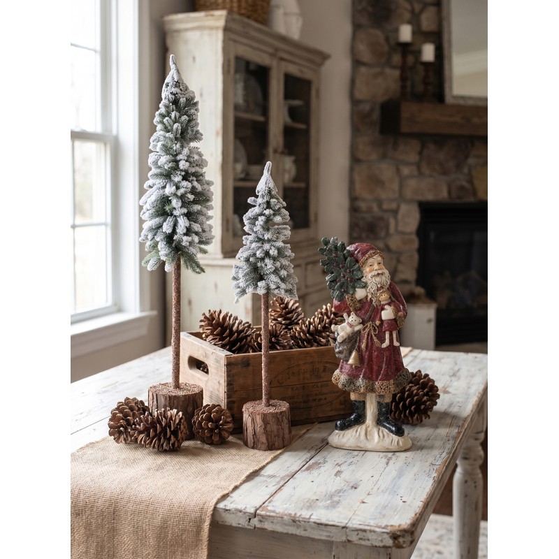 Clayre & Eef Mini Sapin De Noël Artificiel Ø 10x60 cm Vert Bois