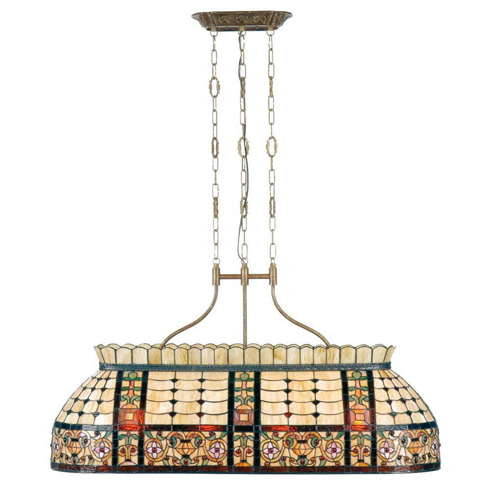 Lumilamp Hanglamp Tiffany 115x34x141 cm Beige Groen Metaal Bloemen afbeelding