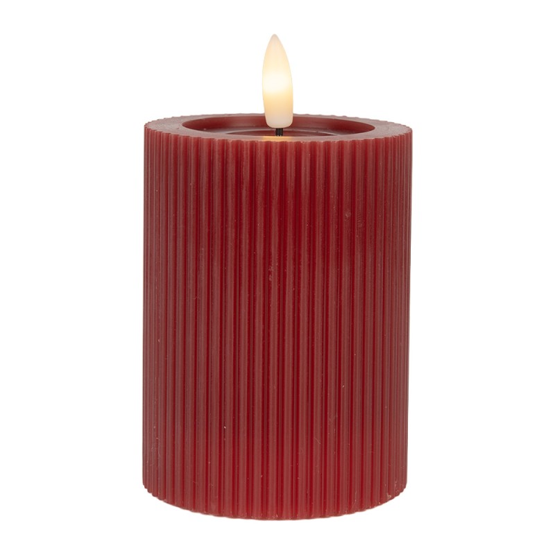 Clayre & Eef LED Kaars Ø 8x13 cm Rood Wax