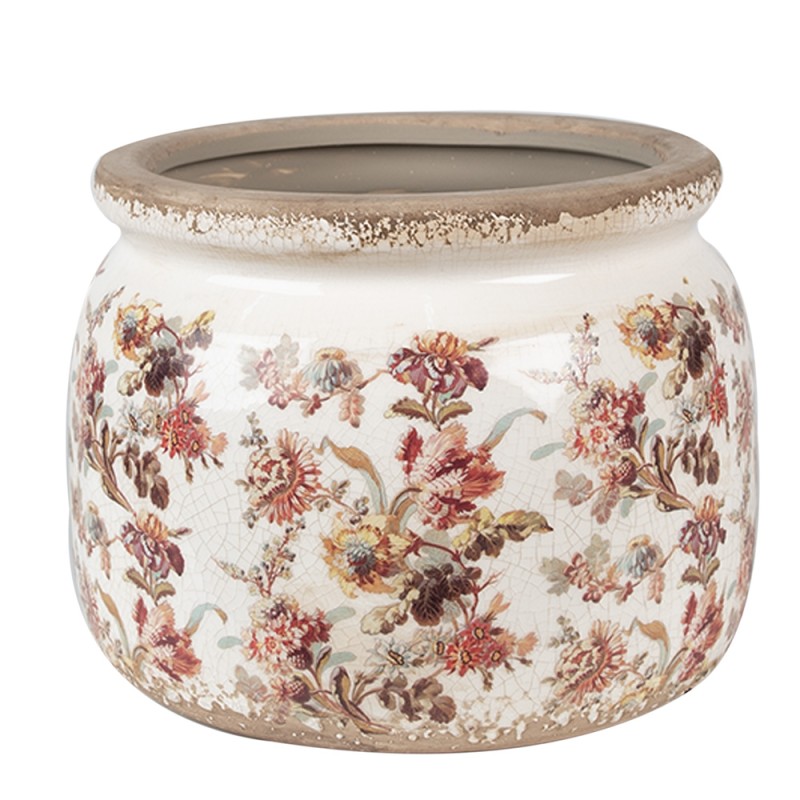 Clayre & Eef Fioriera Ø 20x15 cm Beige Rosa Ceramica Fiori