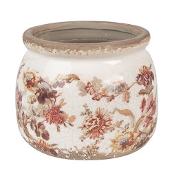 Clayre & Eef Fioriera Ø 12x10 cm Beige Rosa Ceramica Fiori