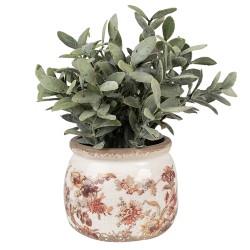 Clayre & Eef Fioriera Ø 12x10 cm Beige Rosa Ceramica Fiori