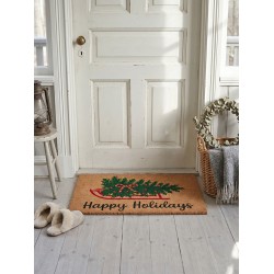 Clayre & Eef Fußmatte Braun Kokosnuss Weihnachten