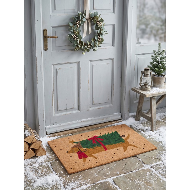 Clayre & Eef Deurmat Bruin Kokos Kerst