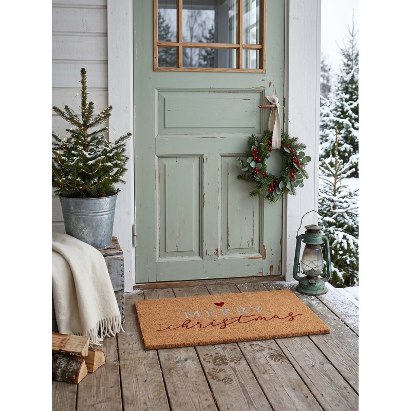 Clayre & Eef Fußmatte Braun Kokosnuss Weihnachten