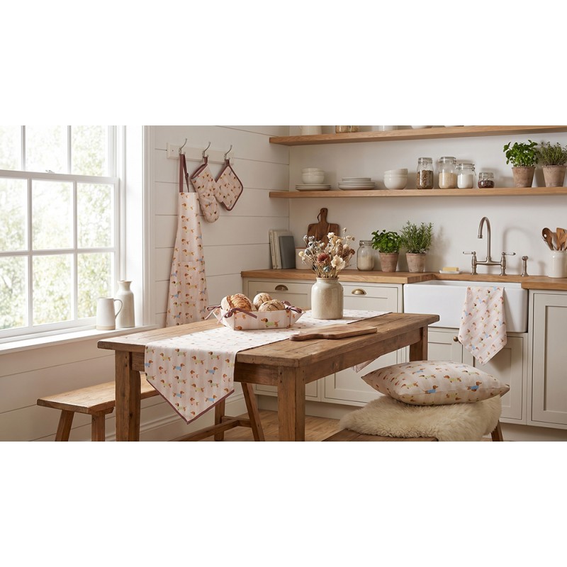 Clayre & Eef Grembiule da cucina 70x85 cm Beige Cotone