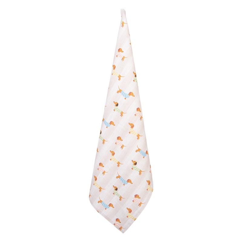 Clayre & Eef Asciugamani da cucina 50x70 cm Beige Cotone