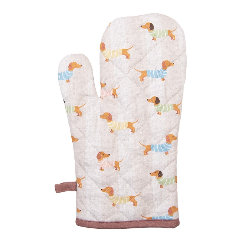 Clayre & Eef Ofenhandschuh 18x30 cm Beige Baumwolle