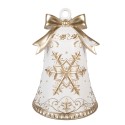 Clayre & Eef Kerstdecoratie Beeld Bel Ø 18x26 cm Wit Kunststof