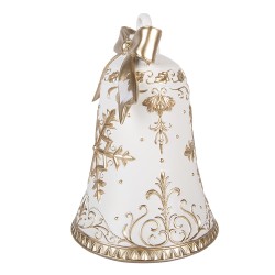 Clayre & Eef Kerstdecoratie Beeld Bel Ø 18x26 cm Wit Kunststof