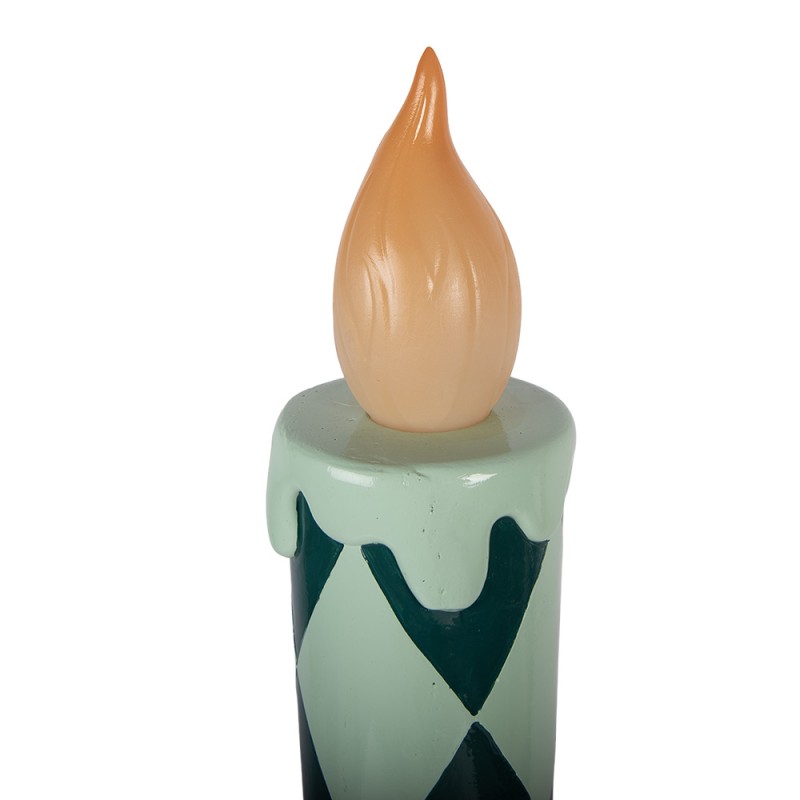 Clayre & Eef Kerstdecoratie met LED-verlichting Kandelaar Ø 13x57 cm Groen Keramisch materiaal