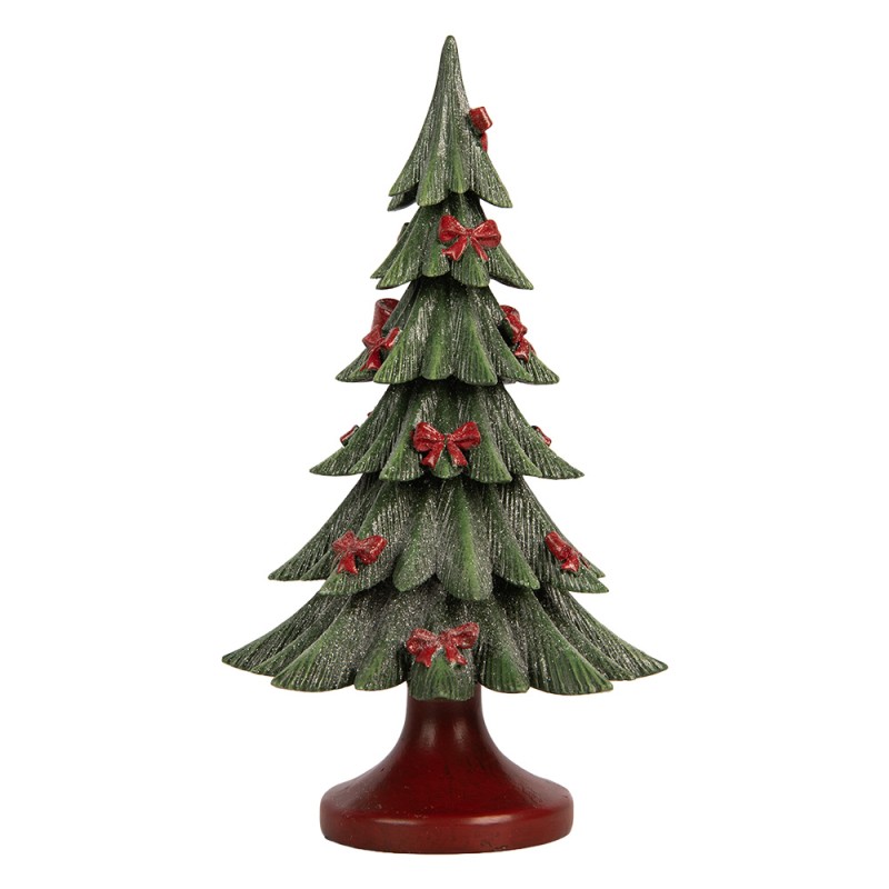 Clayre & Eef Kerstdecoratie Beeld Kerstboom Ø 14x26 cm Groen Kunststof