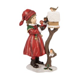 Clayre & Eef Kerstdecoratie Beeld Kind 13x7x19 cm Rood Kunststof