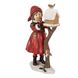 Clayre & Eef Weihnachtsdekorationsfigur Kind 13x7x19 cm Rot Kunststoff
