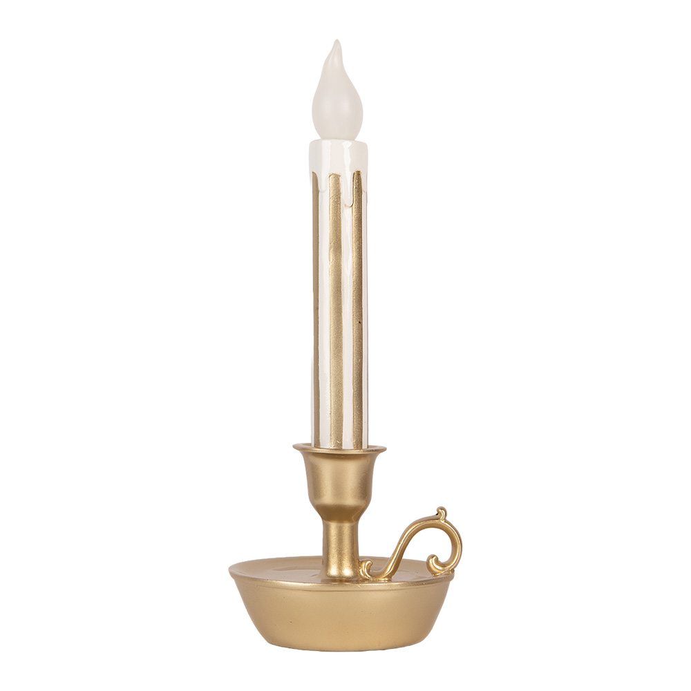 Clayre & Eef Kerstdecoratie met LED-verlichting Kandelaar 13x12x32 cm Goudkleurig Kunststof