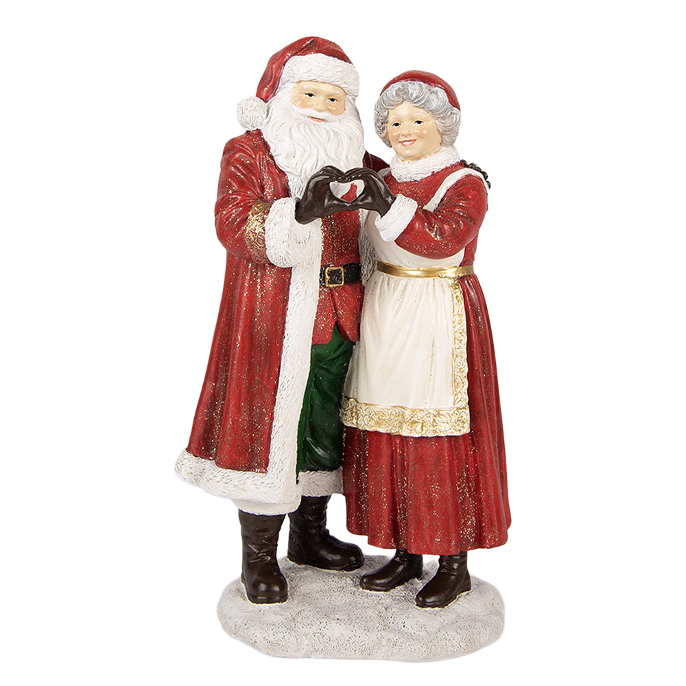 Clayre & Eef Kerstdecoratie Beeld Kerstman 13x9x23 cm Rood Kunststof