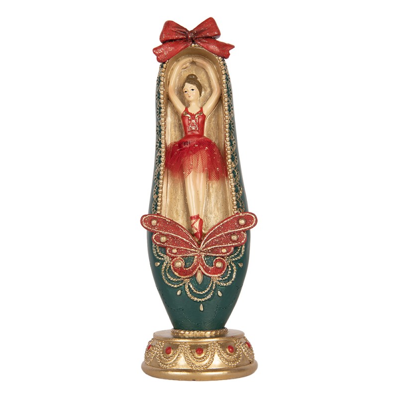Clayre & Eef Kerstdecoratie Beeld Ballerina 7x7x19 cm Rood Kunststof