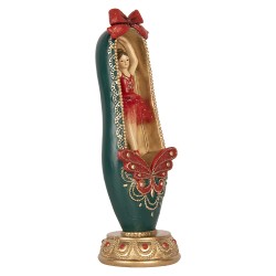 Clayre & Eef Weihnachtsdekorationsfigur Ballerina 7x7x19 cm Rot Kunststoff