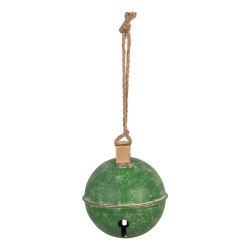 Clayre & Eef Kerstdecoratie Beeld Bel Ø 16x18 cm Groen Metaal