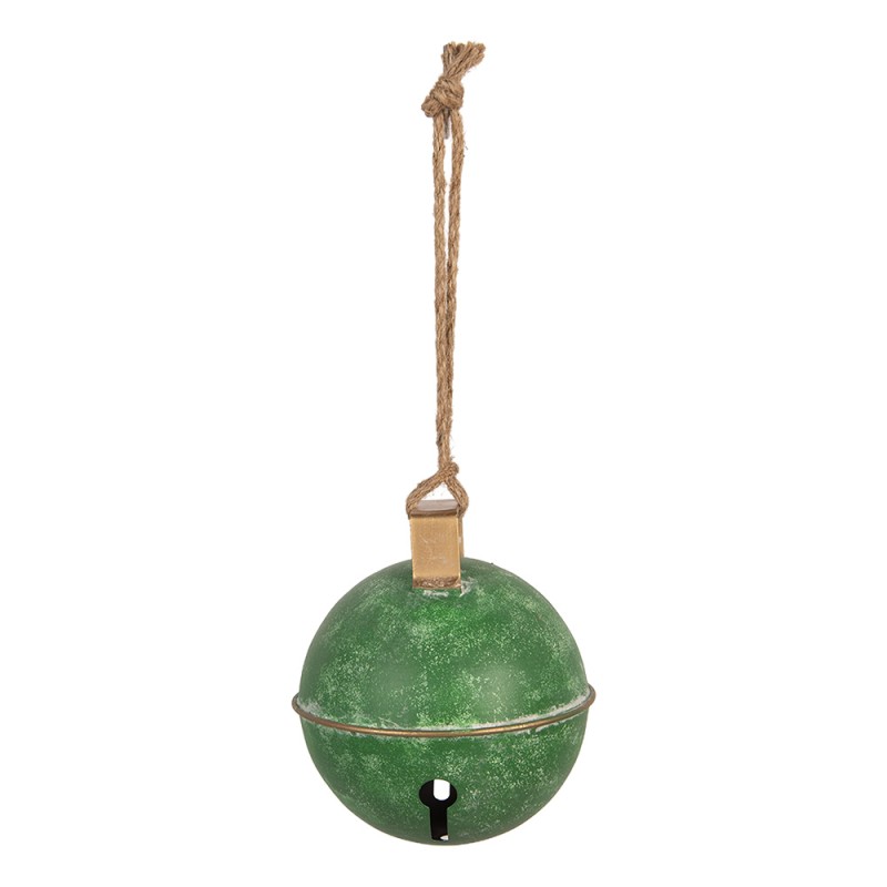 Clayre & Eef Kerstdecoratie Beeld Bel Ø 16x18 cm Groen Metaal