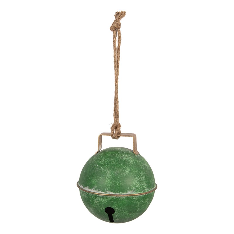 Clayre & Eef Kerstdecoratie Beeld Bel Ø 16x18 cm Groen Metaal