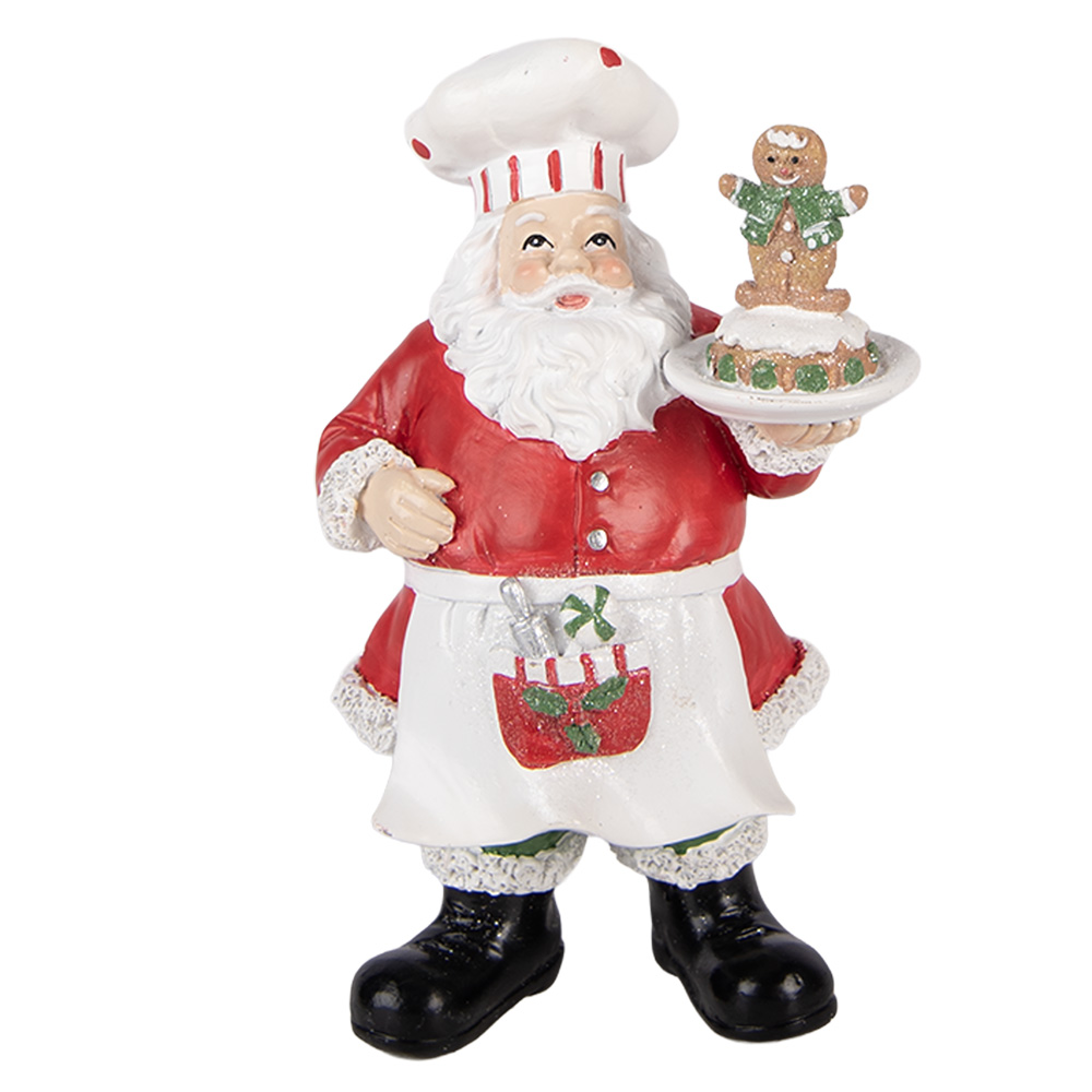 Clayre & Eef Kerstdecoratie Beeld Kerstman 9x7x16 cm Rood Kunststof