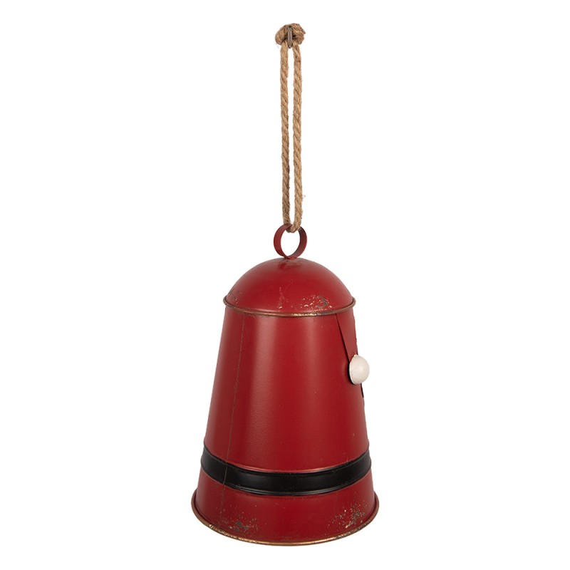 Clayre & Eef Kerstdecoratie Beeld Bel Ø 17x25 cm Rood Metaal
