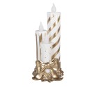 Clayre & Eef Christmas Decoration with LED Lighting Candlestick 19x16x41 cm Gold colored Plastic