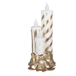 Clayre & Eef Décoration de Noël avec lumières LED Bougeoir 19x16x41 cm Couleur or Plastique
