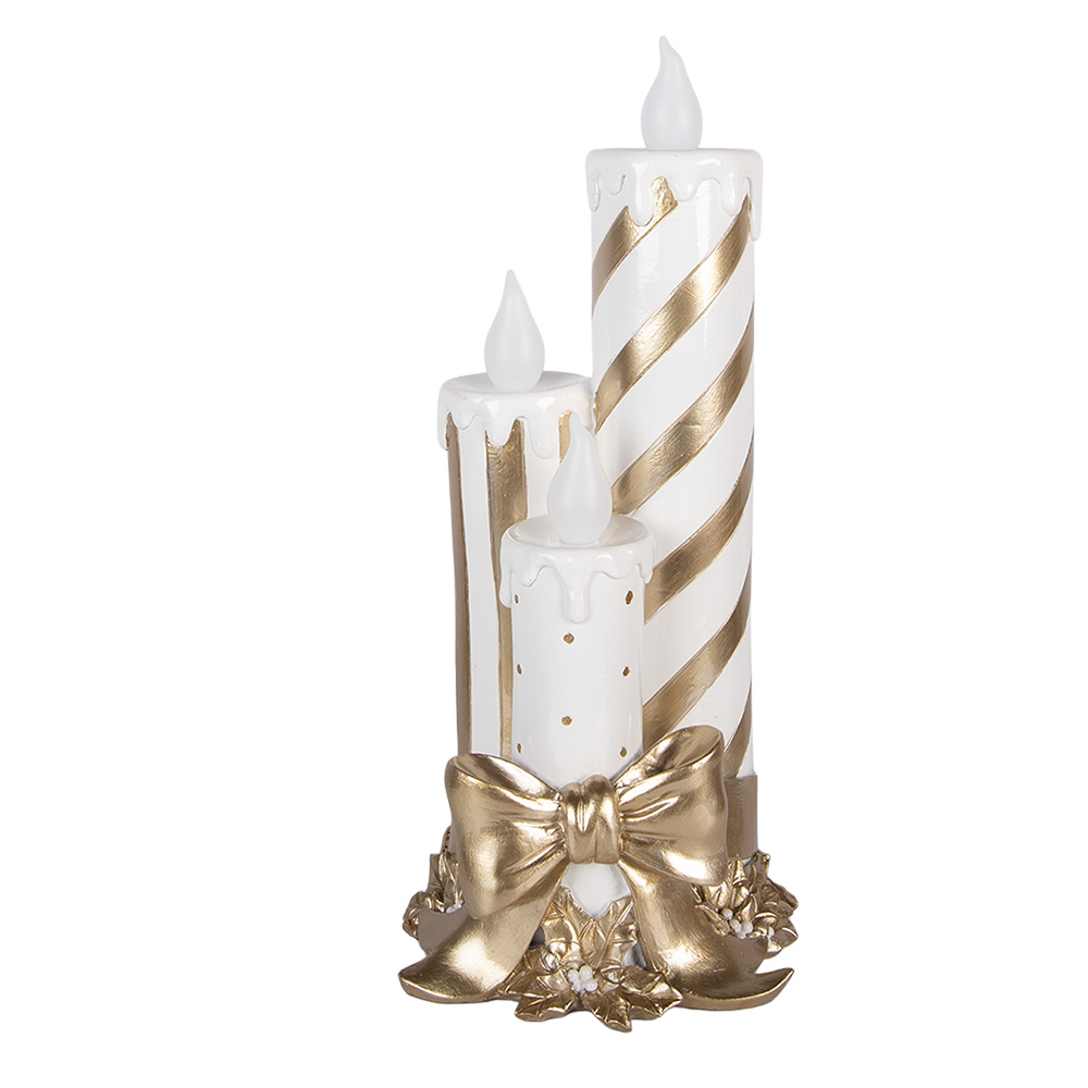 Clayre & Eef Kerstdecoratie met LED-verlichting Kandelaar 19x16x41 cm Goudkleurig Kunststof