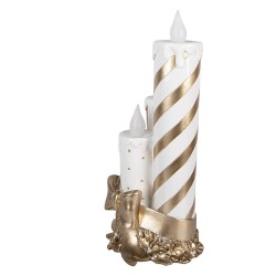 Clayre & Eef Décoration de Noël avec lumières LED Bougeoir 19x16x41 cm Couleur or Plastique