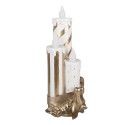 Clayre & Eef Christmas Decoration with LED Lighting Candlestick 19x16x41 cm Gold colored Plastic