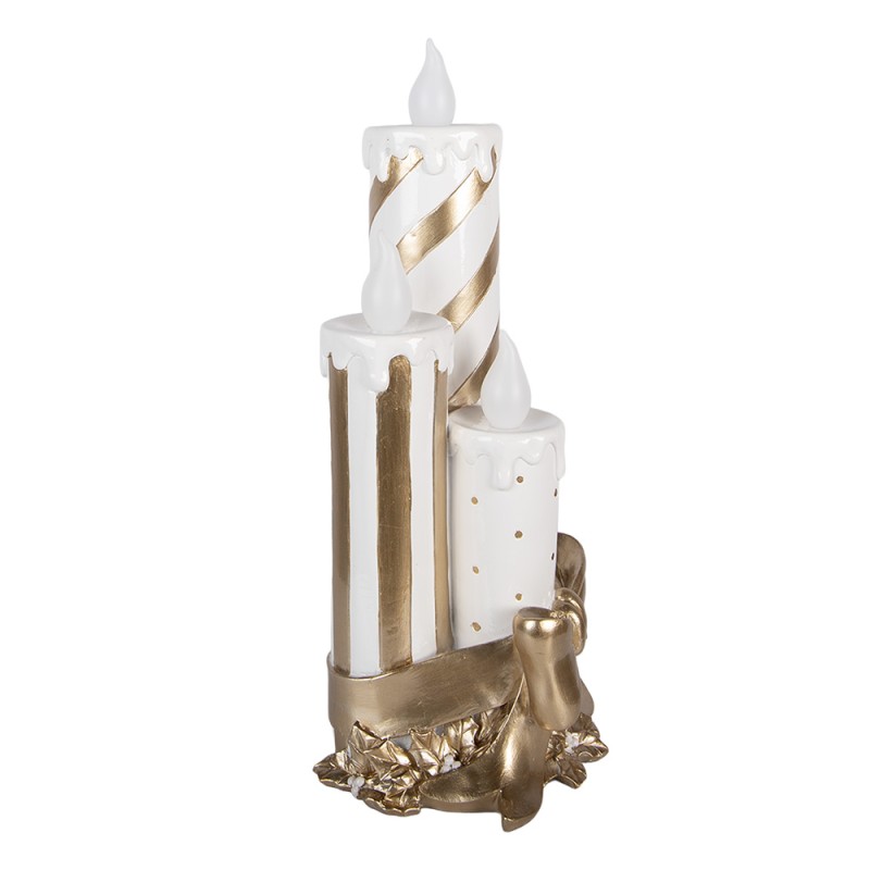 Clayre & Eef Christmas Decoration with LED Lighting Candlestick 19x16x41 cm Gold colored Plastic