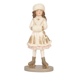 Clayre & Eef Kerstdecoratie Beeld Kind 8x7x18 cm Beige Kunststof