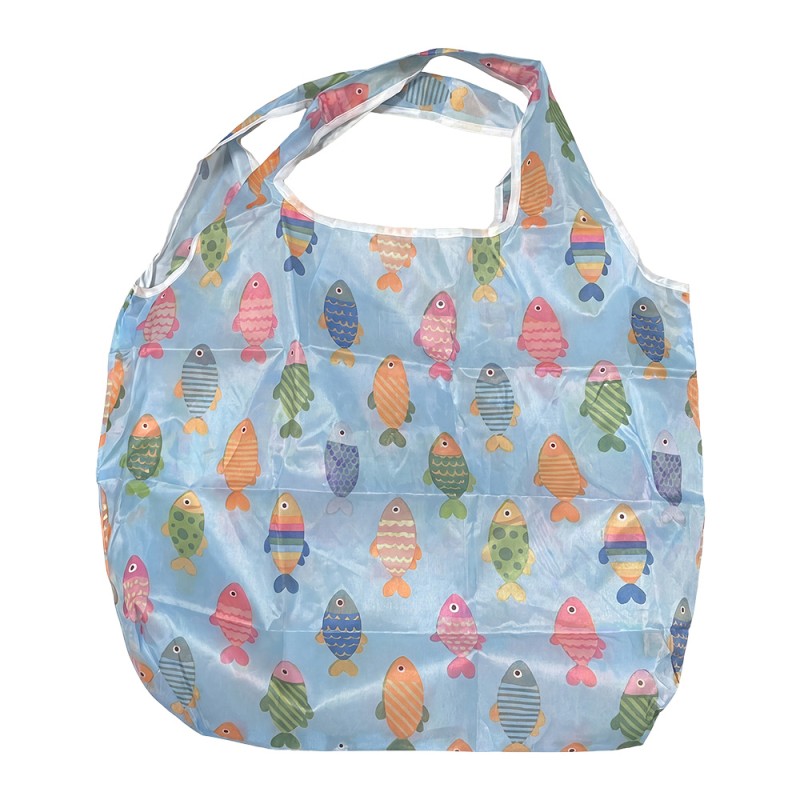 Clayre & Eef Faltbare Shopper Tasche Blau Synthetisch Fische