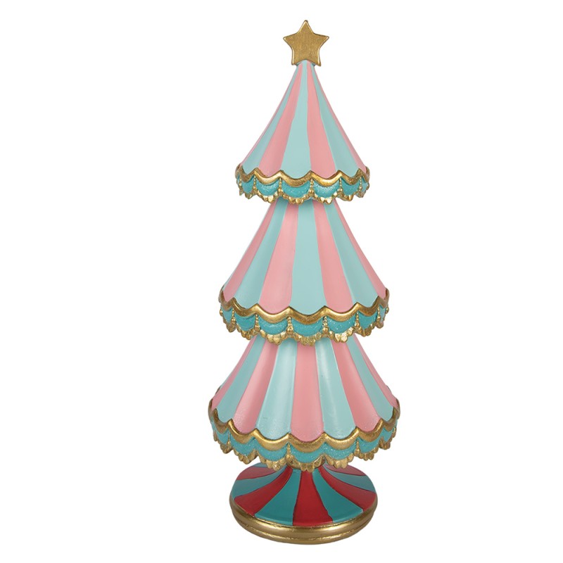 Clayre & Eef Statuetta decorativa di Natale Albero di Natale Ø 15x38 cm Blu Plastica