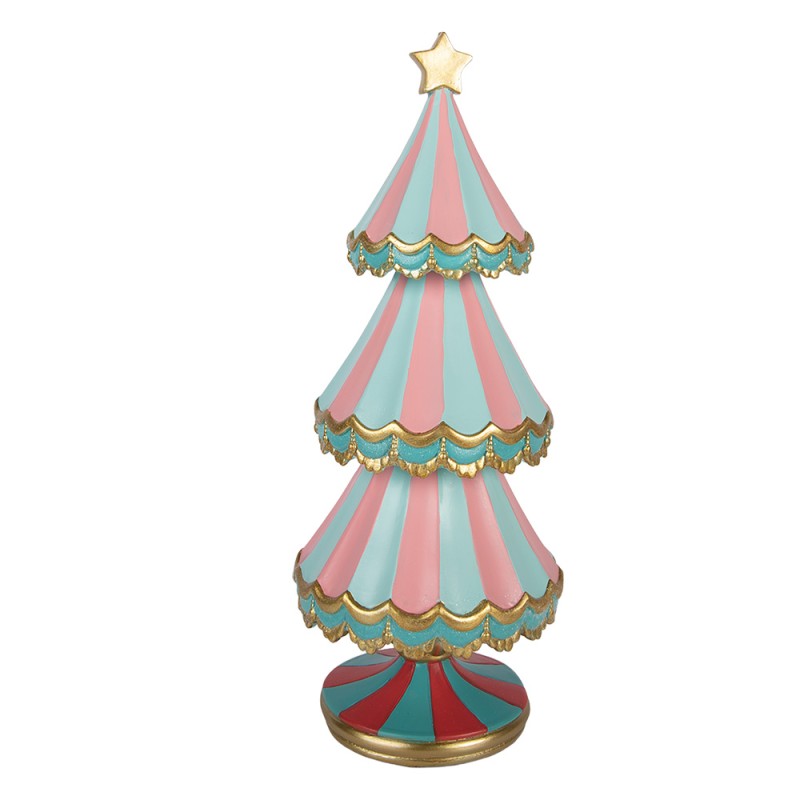 Clayre & Eef Statuetta decorativa di Natale Albero di Natale Ø 15x38 cm Blu Plastica
