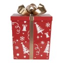 Clayre & Eef Kerstdecoratie Beeld Cadeau 26x26x33 / 21x21x27 cm Rood Metaal