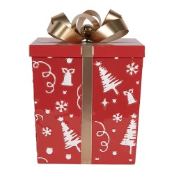 Clayre & Eef Kerstdecoratie Beeld Cadeau 26x26x33 / 21x21x27 cm Rood Metaal