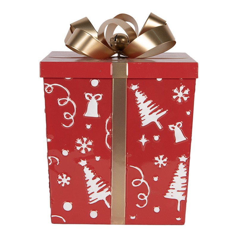 Clayre & Eef Kerstdecoratie Beeld Cadeau 26x26x33 / 21x21x27 cm Rood Metaal