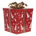 Clayre & Eef Kerstdecoratie Beeld Cadeau 26x26x33 / 21x21x27 cm Rood Metaal