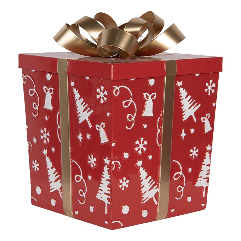 Clayre & Eef Kerstdecoratie Beeld Cadeau 26x26x33 / 21x21x27 cm Rood Metaal